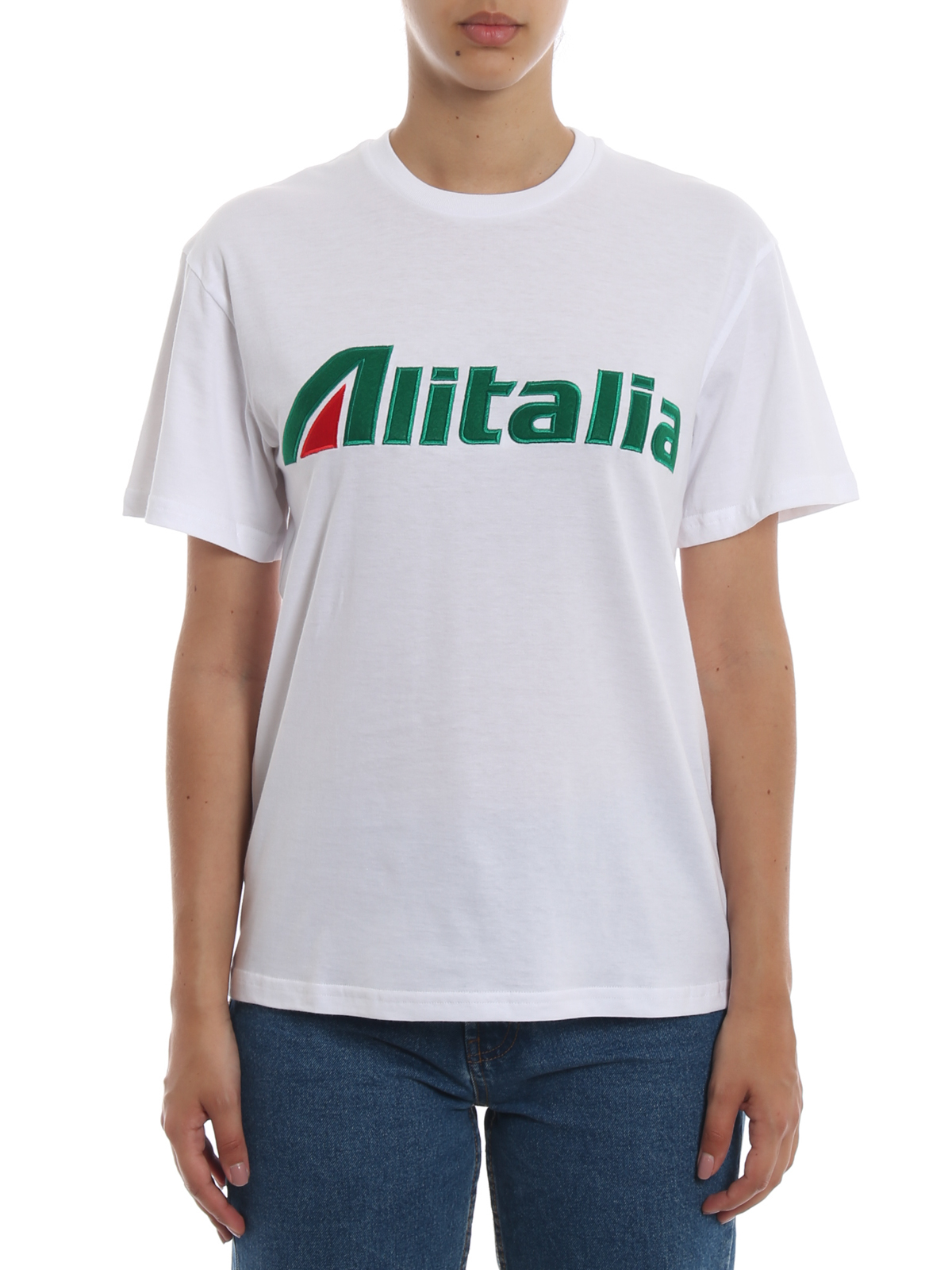 Tシャツ・カットソー A FERRETTI Alberta Ferretti Alitalia logo embroidery T-shirt | 070116721672